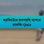 ক্রিকেটের জনপ্রিয় দেশের তালিকা Quiz